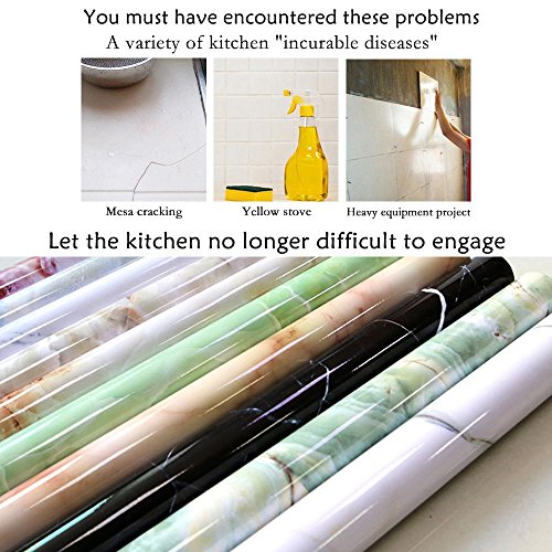 Pawaca Marble Contact Paper,Self-Adhesive Stickers, Waterproof and Moisture-Proof, for Cabinets, Tables and Chairs, Kitchen Cabinets Countertops Ects Home Appliances and Office Decorative Wallpaper - Thumbnail 5
