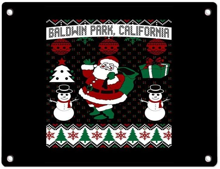 HOOSUNFlagrbfa Popular Tin Signs Retro Metal Plate Wall Decor Funny Coffee Bar Signs 12X8 Inch - Christmas Ugly Sweater Baldwin Park California