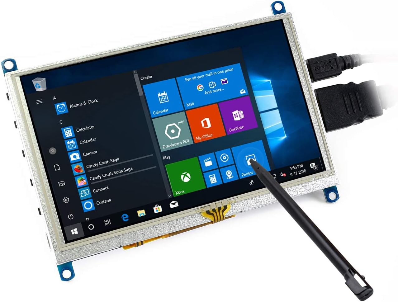 Waveshare 5 Inch Display for Raspberry Pi 4 Resistive Touchscreen HDMI LCD (G) 800 x 480 Resolution Supports All Raspberry Pi/Windows 10/8.1/8/7 PC Computer Monitor/Multi Mini-PCs/Game Console - Image 3