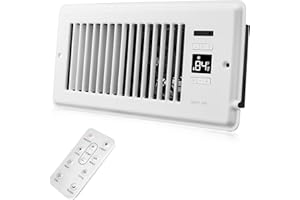 VIMORG Register Booster Fan Quiet Smart Register Vent with Remote and Thermostat Control for Heating Cooling Room Floor Duct AC Vent Fan Fits 4" x 10" Register Holes