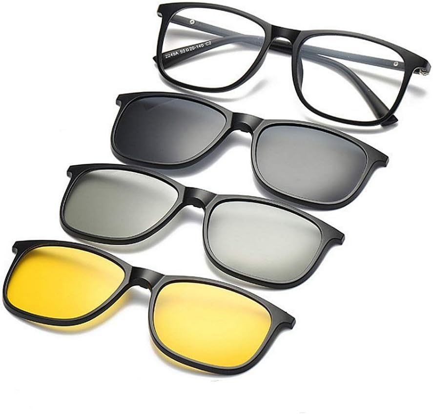 Blue blocking glasses Retro Polarized Sunglasses With 3pcs Interchangeable Lenses For Men Women Night View And 3D Lens Unbreakable TR90 Frame Clip-on UV Protection Magic Sunglasses With Magnetic Anti-