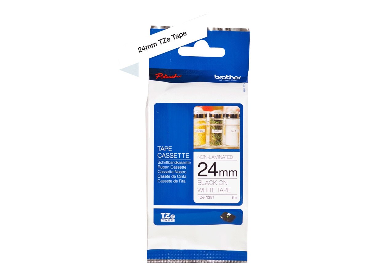 Brother TZe-N251 - Black on white - Roll (2.4 cm x 8 m) 1 cassette(s) non-laminated tape - for Brother PT-D600, P-Touch PT-E800, P-Touch Cube Plus PT-P710, P-Touch Cube Pro PT-P910, Packaging May Vary