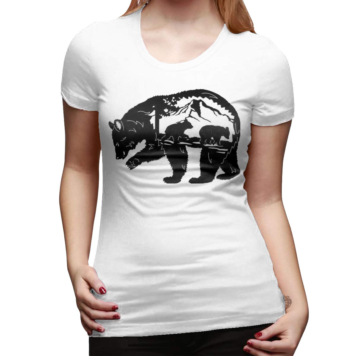 Perfectmeet Momma Bear Silhouette With Her Cubs On A Mountain Fashion T-shirt