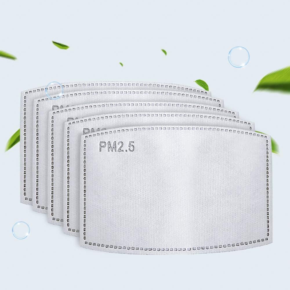 HAVII 60 Pack PM 2.5 Activated Carbon Filter Insert 5 Layers, Non-Woven Fabrics Cotton Air Filtration Replacement Pad Face Protective Filter