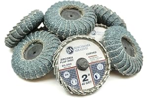 Benchmark Abrasives 2" Quick Change Zirconia Curved Flap Disc Grinding Wheel with Male R-Type Back Design - Finishing, Deburring of Irregular Surfaces - for Die Grinder & More (10 Pack) 40 Grit