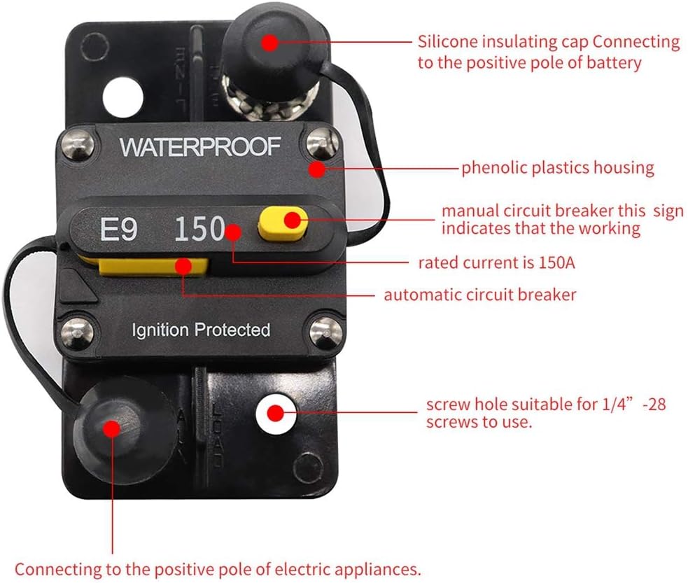 72V DC 150 amp Circuit Breaker for Trolling Motor UTV Truck RV Marine