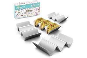 GINKGO Taco Holders, Stainless Steel Taco Holder Stands Set of 4, Each Taco Stand Rack Holds Up 2 to 3 Soft & Hard Shell Taco