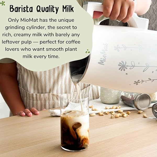 MIOMAT 8IN1 PLANT BASED MILK MAKER | MAKE 40OZ OF NATURAL ALMOND MILK, SOY MILK, OAT MILK, COCONUT MILK, AND MORE … + SOUPS, PORRIDGES, SMOOTHIES, PURÉES… | AUTOMATICALLY, AT THE TOUCH OF A BUTTON