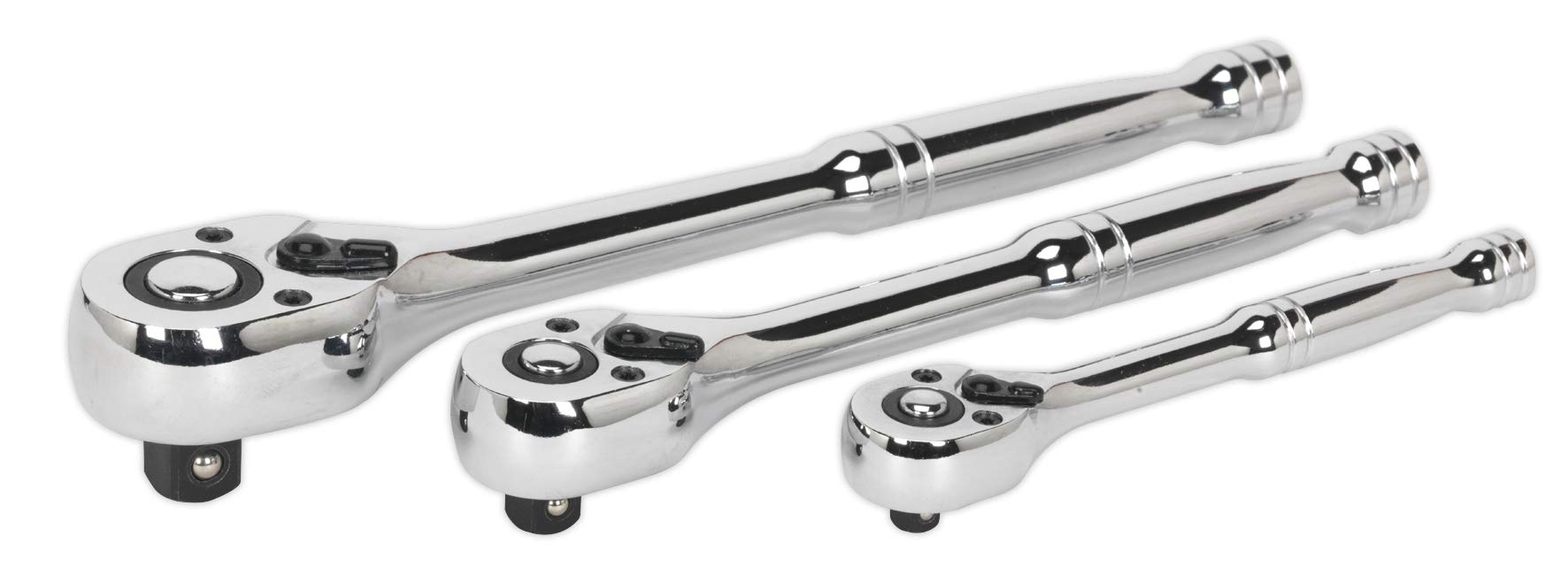 Sealey Ak6672 Ratchet Wrench Set 3Pc Pear-Head Flip Reverse