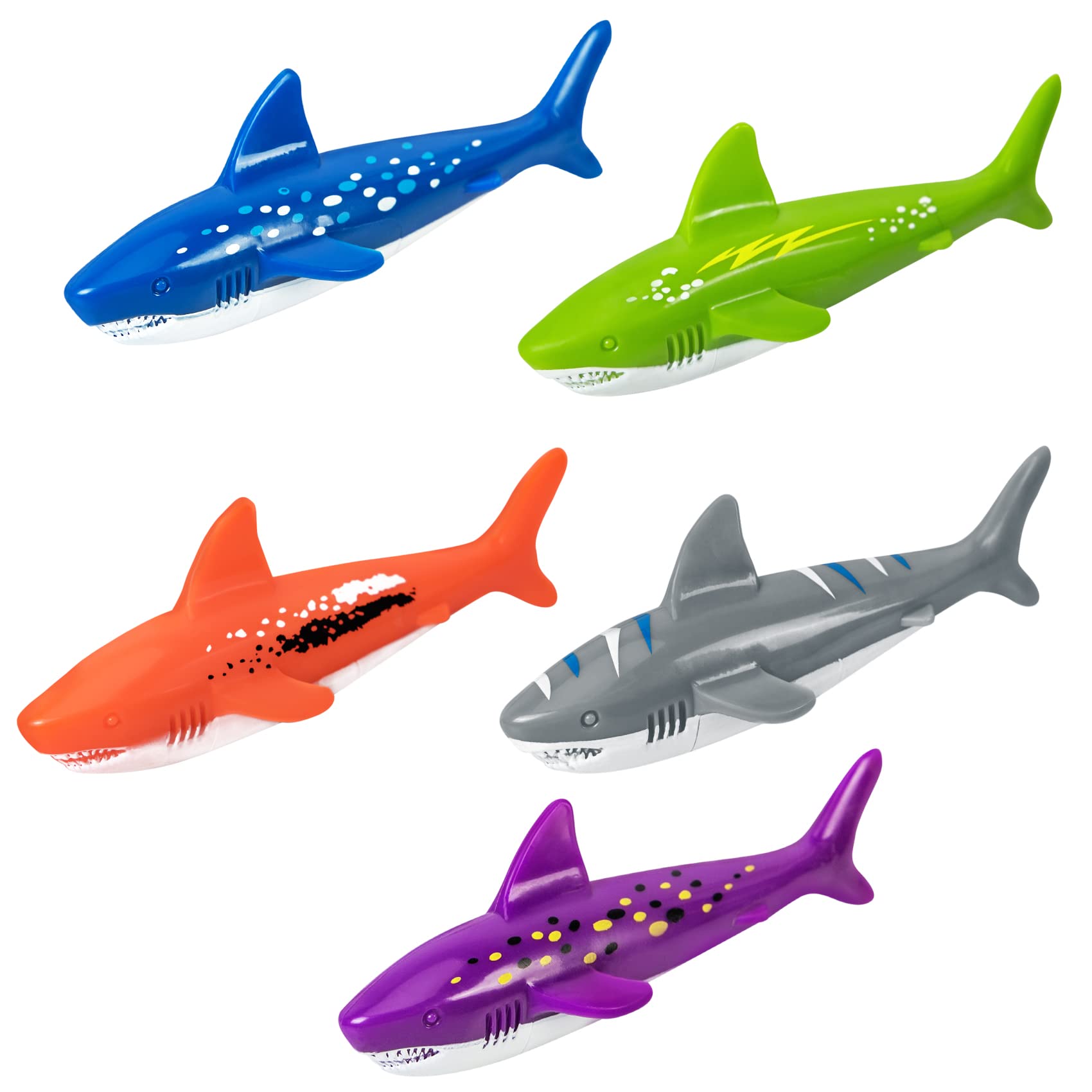 YHmall Underwater Diving Toys Shark Pool Torpedo Toys Swimming Throwing Torpedo Bandits Small Water Rockets Training Dive Toys for Learning to Swim 5 Pack