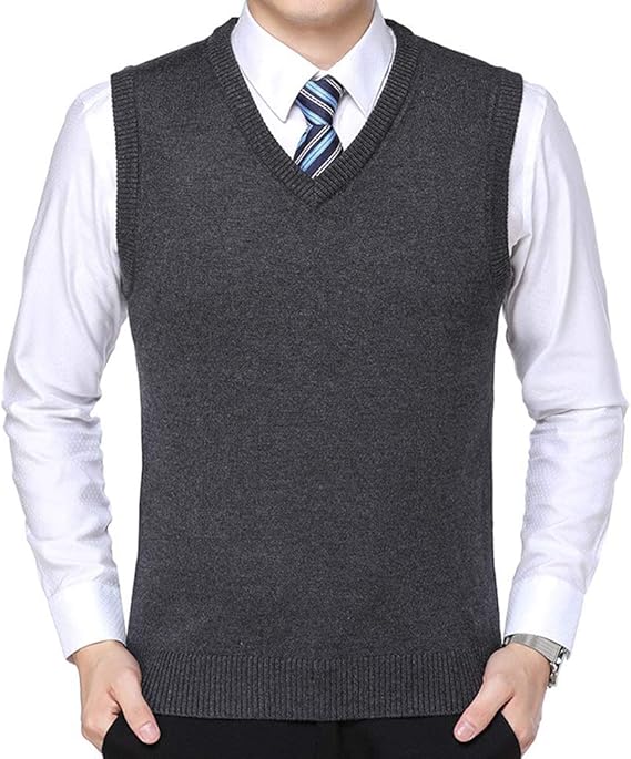 Amazon メンズ ニットベスト Vネック セーターベスト ビジネス カジュアル ベスト ニット ニットベスト 無地 シンプル 暖かい ウォーム シンプル 無袖 セーター ベスト カジュアル ビジネス 春秋冬 深灰色2xl ベスト 通販