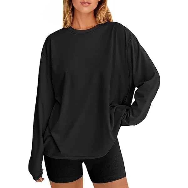 Trendy Queen Womens Spring Tops Oversized Long Sleeve T Shirts