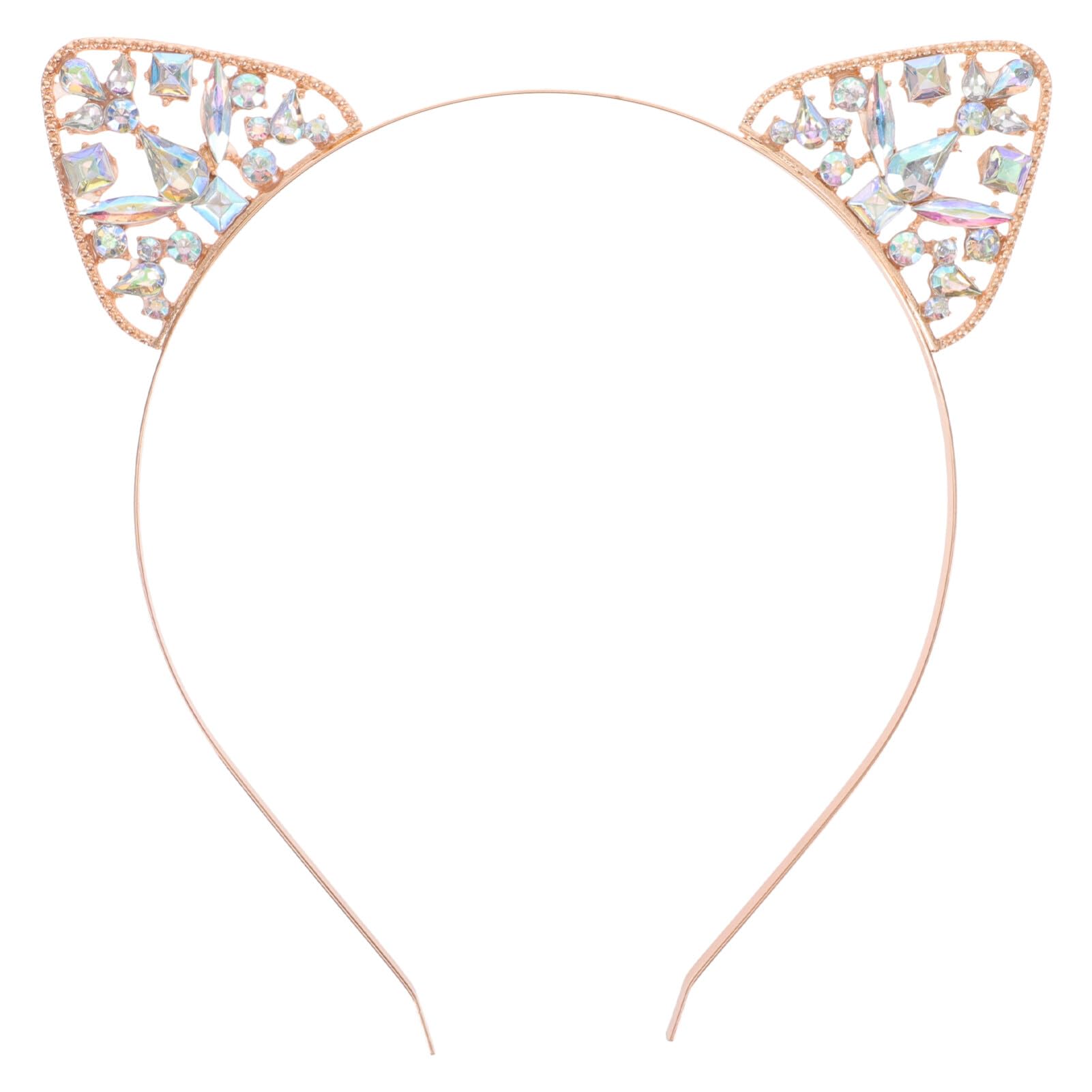 FRCOLOR Cat Ears Headband Glitter, Crystal Cat Ear Headband, Golden Headband with Crystal for Women and Girls, Ideal for Costume, Party and Decoration