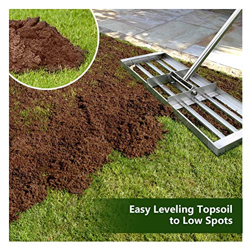 Leveling Lawn Rake Stainless Steel 30'' x 10'' Lawn Leveling Tool