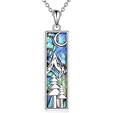 YONFQE Mountain Necklace S925 Sterling Silver Moon Pendant Nature Jewelry Gifts for Women Men Skiers, Hikers, Campers, Climbers and Nature Lovers