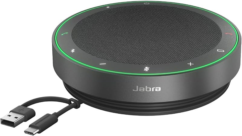 Alto-falante bluetooth sem fio jabra speak2 75, 4 microfones com cancelamento de ruído, alto alcance de 65 mm e áudio de banda super larga - certificado para equipes ms - cinza escuro