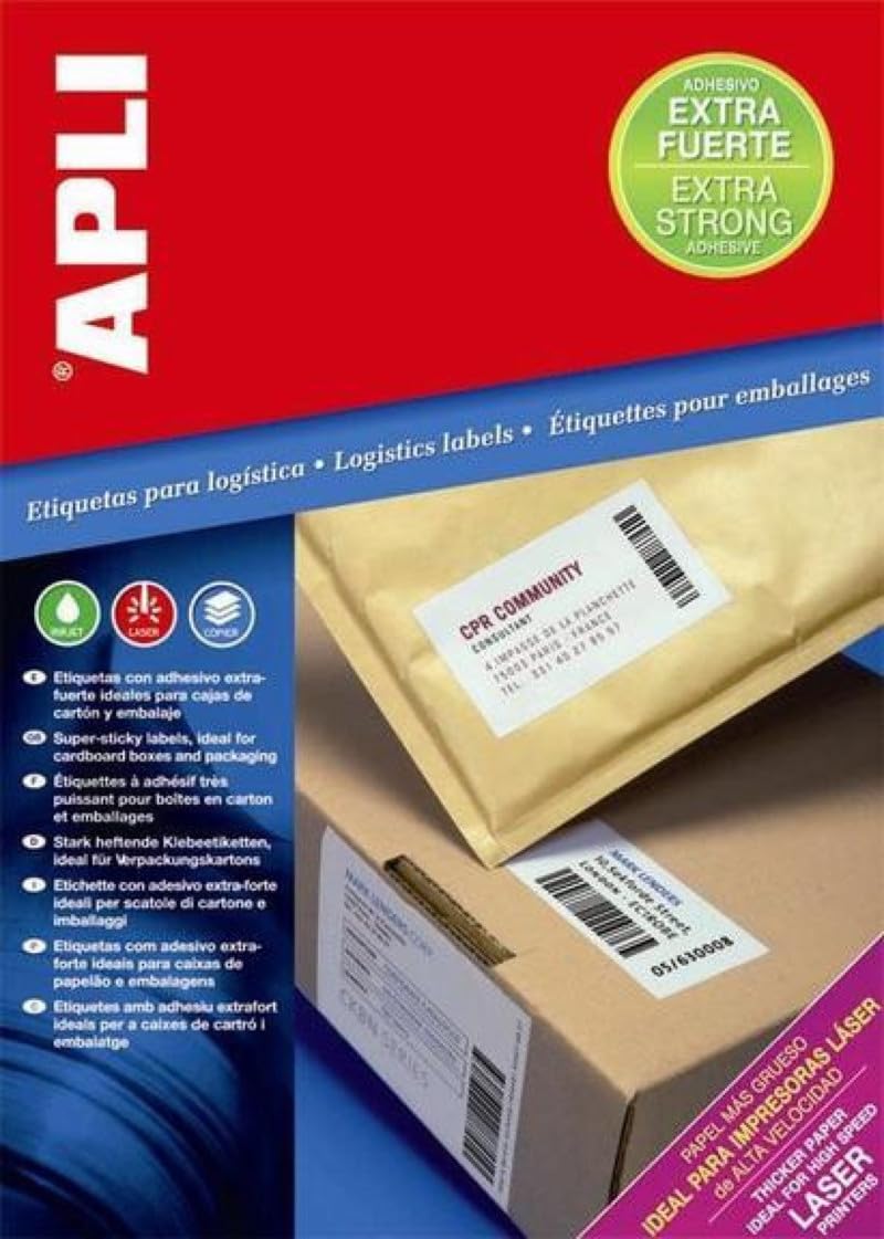 APLI 011787 100 Extra-Strong Adhesive Labels, 210 mm x 297 mm, White