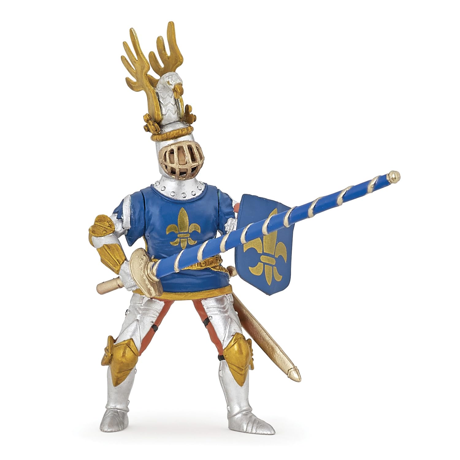 Papo - Realistic Blue Fleur-De-Lys Knight Figure - Ages 3+ - Fantasy & Medieval Collection - Creative Play Knight - Gift Idea Toy for Girls and Boys