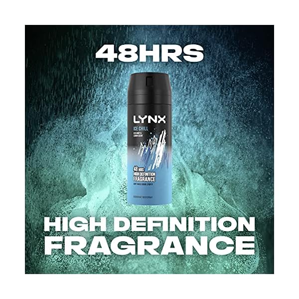 Lynx-Ice-Chill-Body-Spray-Deodorant-150-ml Lynx Ice Chill 48 hours of odour-busting zinc tech Aerosol Bodyspray iced mint & lemon deodorant for Men 150 ml Pack of…