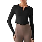 G4Free Lightbreeze Women UPF 50+ Sun Shirts Thumbholes Long Sleeve Crop Workout Tops V Neck T-Shirts Casual
