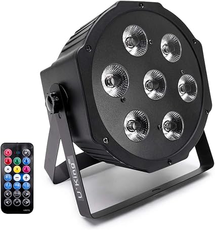 Amazon Uking Led ステージライト 舞台照明 7 Led Rgbw Par スポットライト リモコン付き Dmx512 サウンドアクティブ ディスコライト シングルおよびミキシングカラー 自動変更ストロボ 照明効果 Dj バー クラブ パーティーに最適 U King スポットライト