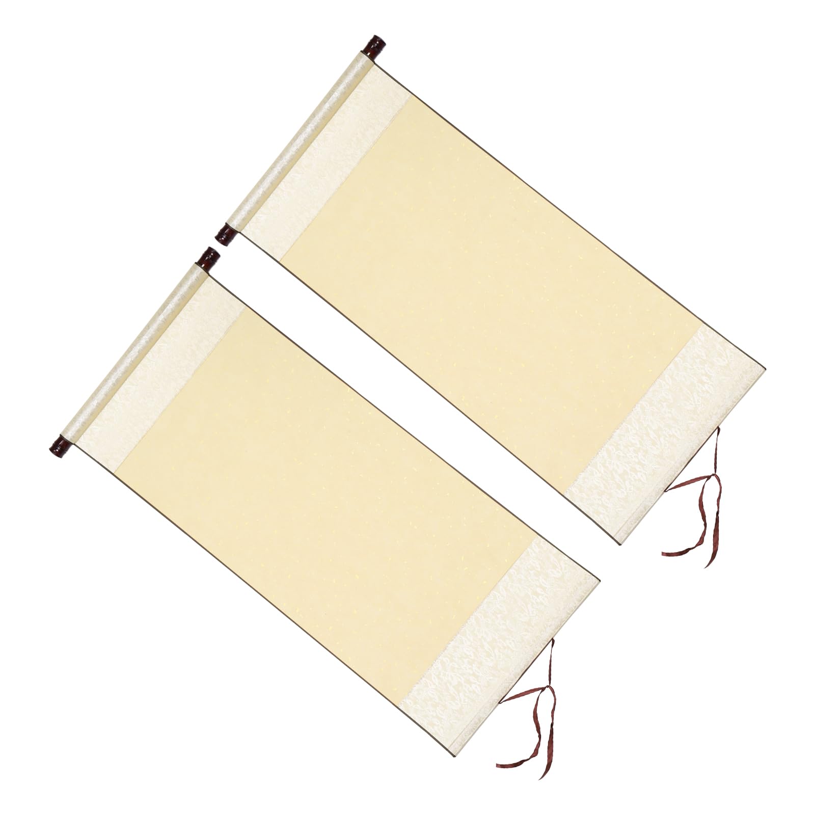 PATIKIL 35x16 Inch Xuan Paper Scroll, 2 Pack Silk Half Raw Ripe Blank Hanging Xuan Paper Chinese Calligraphy Practice Roll for Art Painting Home Decor, Beige