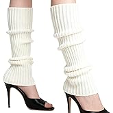 Nextpal 2 Pcs White Leg Warmers for Women, Ribbed Knit Ballet Boot Socks Cream Color Baggy Legwarmers for Dance Yoga and 80s Retro Fashion, One Size Fits Most Girls and Adults