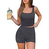 NIASHOT Two Piece Casual Workout Sets for Women Athletic 2 Piece Summer Outfits Lounge Matching Sets Clothing