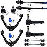 DLZ 10 Pc Front Kit-Upper Control Arm Ball Joint Assembly Lower Ball Joint Inner Outer Tie Rod End Sway Bar Compatible with E