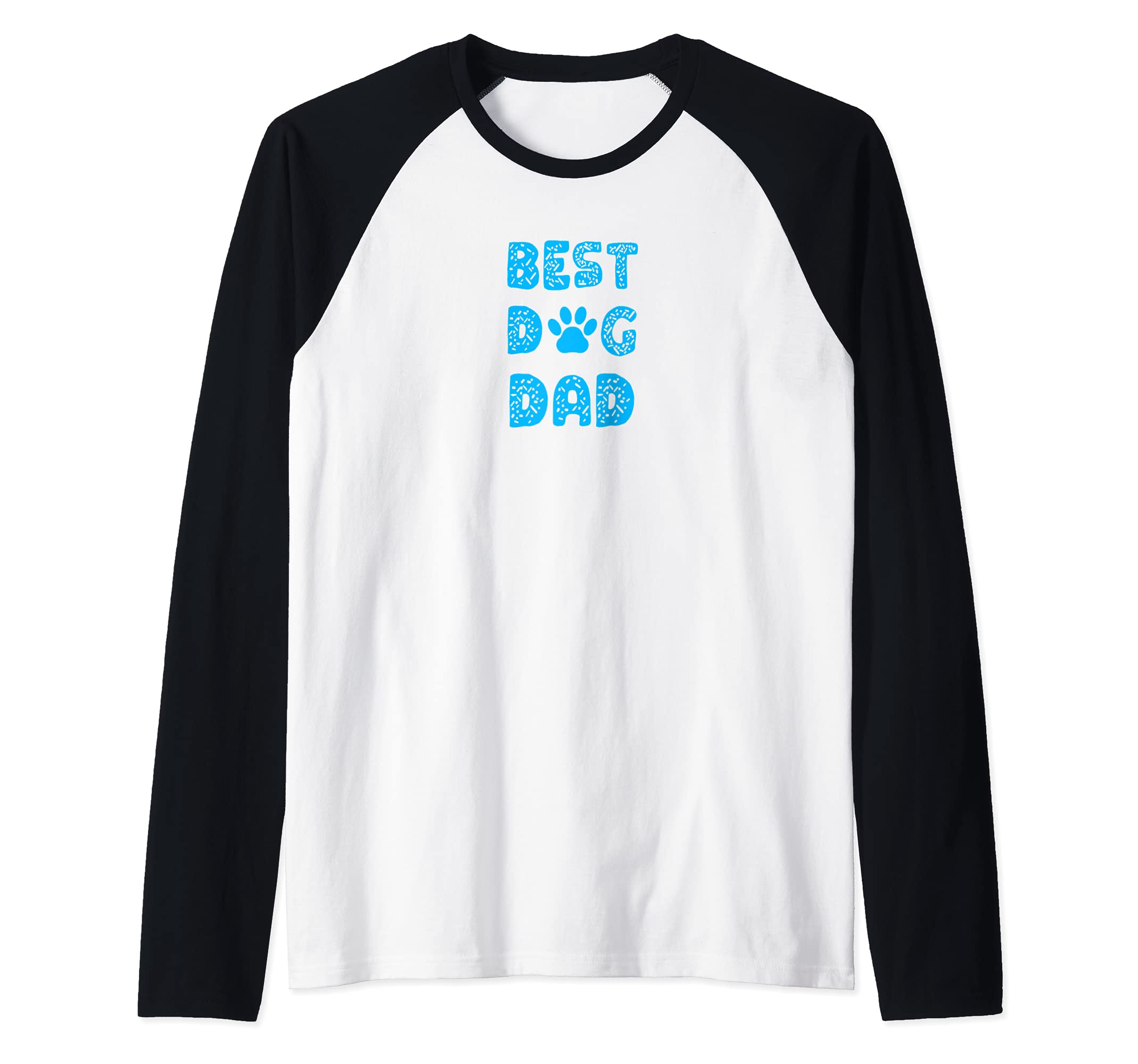 Best Dog Dad with Paw Print Raglan Baseball Tee