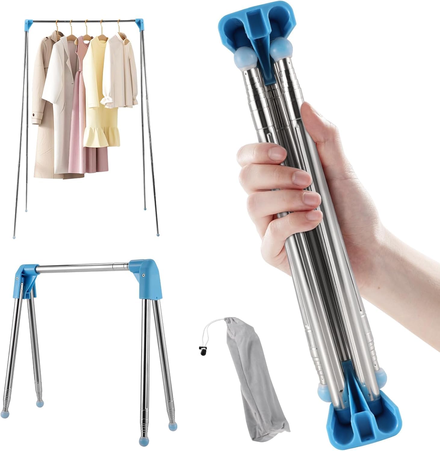 Portable Clothes Drying Rack Folding with Locking Buckles,Travel Clothes Airer Indoor Outdoor with Locking Mechanism,13-28inch Foldable Clothes Rail,Clothes Horse for Home Laundry Camping Travel