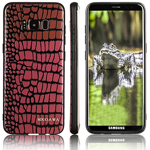 Galaxy S8 Case,MKOAWA Samsung Galaxy S8 Case (5.8 inch) with Resilient Shock Absorption and Carbon Fiber Crocodile pattern Design for Samsung Galaxy S8 (2017) (Pink)