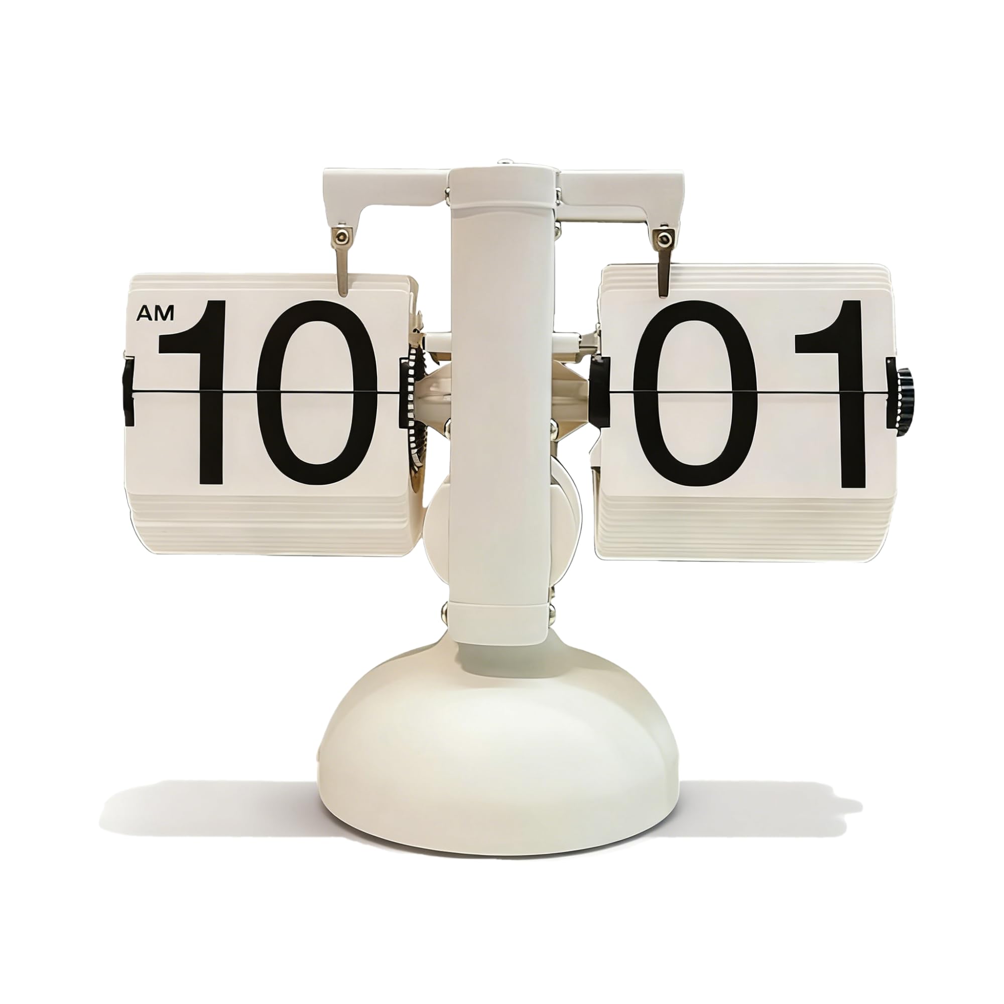 Natudeco Digital Flip Clock Mechanical Tabletop Flip Clock Mute Accurate Flip Down Clock Desktop Decorations for Living Room Bedroom Study Office(White)