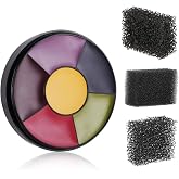 MEICOLY 6 Color Bruise Wheel for Special Effects,Hunting Camo Face Body Paint Kit,Light Green Gamora Witch Face Paint,Frost Bite,Trauma SFX Makeup Kit Halloween Makeup with 3pcs Stipple Sponges