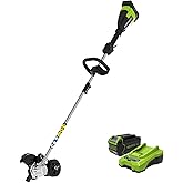 Greenworks 40V 8 in Cordless Electric Lawn Edger, 4.0 Ah Battery, Charger | 8" Brushless Lawn Edger, Curb Wheel, Tool-Free Depth Adjustment, Lightweight Build, for Yard Driveway Sidewalk Edge Trimming