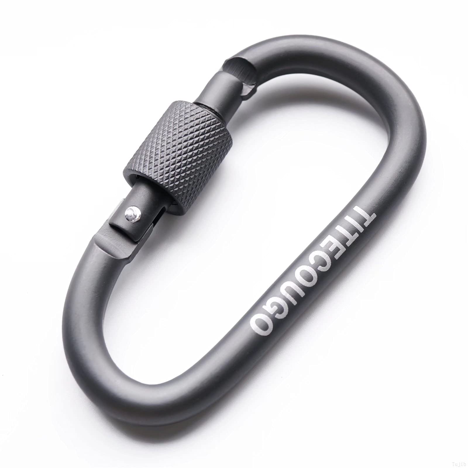 TITECOUGO 4 PCS Aluminum Alloy D-Ring High Strength Carabiner Key Chain Clip Hook For Camping Hiking (Not for Climbing) Gray