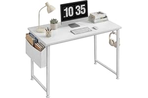 Lufeiya White Computer Desk for Bedroom - 40 inch Simple Modern Study Table Kid Girls Student Home Office Writing Desk, White