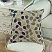 CaliTime Cushion Cover Throw Pillow Case Shell for Couch Sofa Home Decoration Luxury Chenille Cute Leaves Both Sides 18 X 18 Inches Ecru Blue