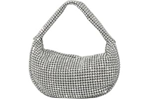 UMREN Bling Full Glitter Knotted Handbag for Women Crystal Rhinestone Hobo Dumpling Bag Diamond Evening Clutch Crossbody Bag