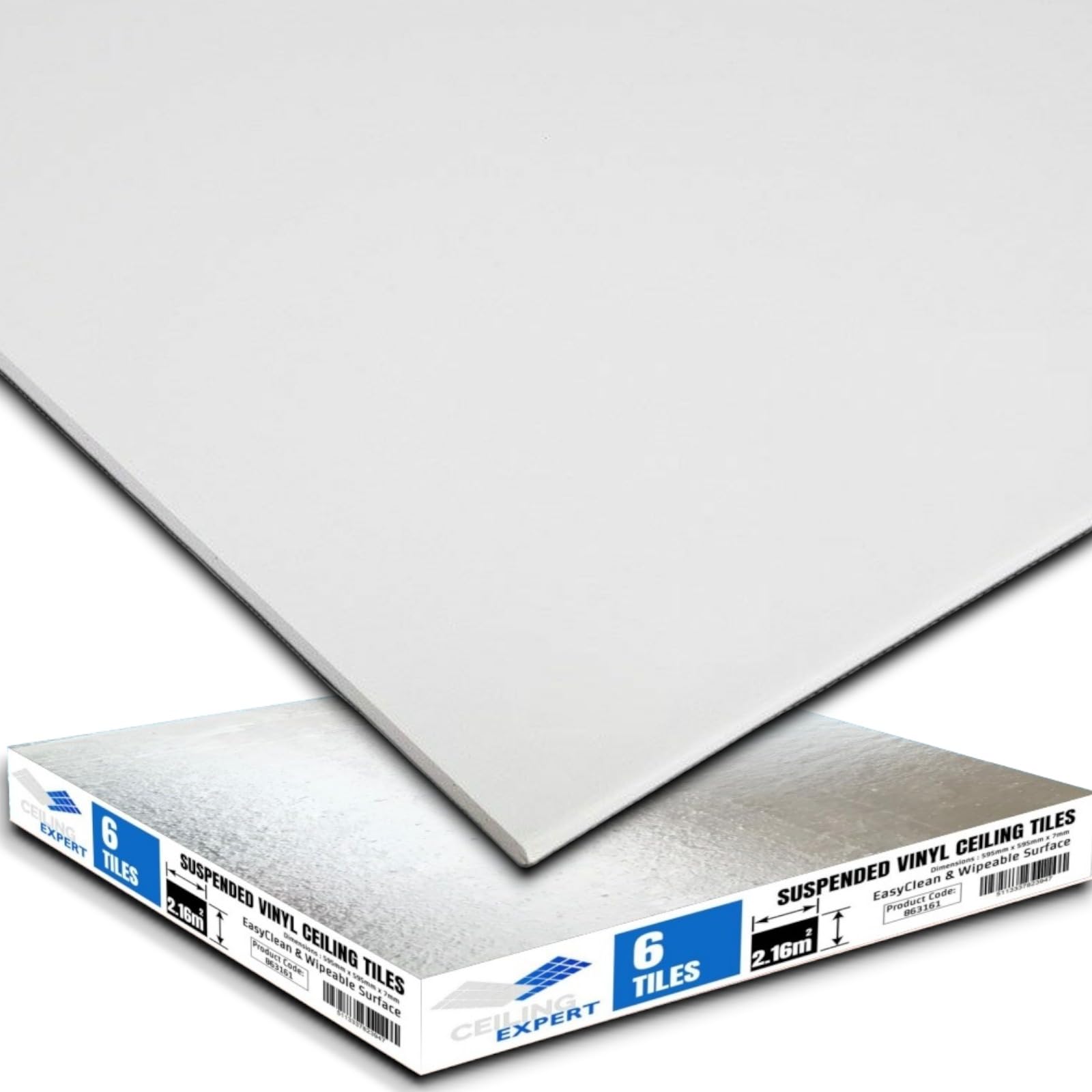 Suspended Vinyl PVC Gypsum Laminated Tiles - Easy Clean & Wipe Able 595mm x 595mm