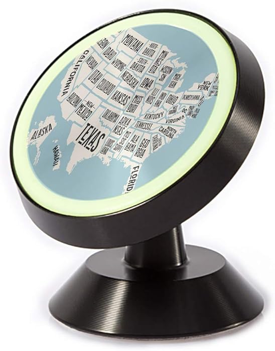 Tinmun Magnetic Phone Car Mount, Map United States America Names Universal Car Phone Holder for Dashboard