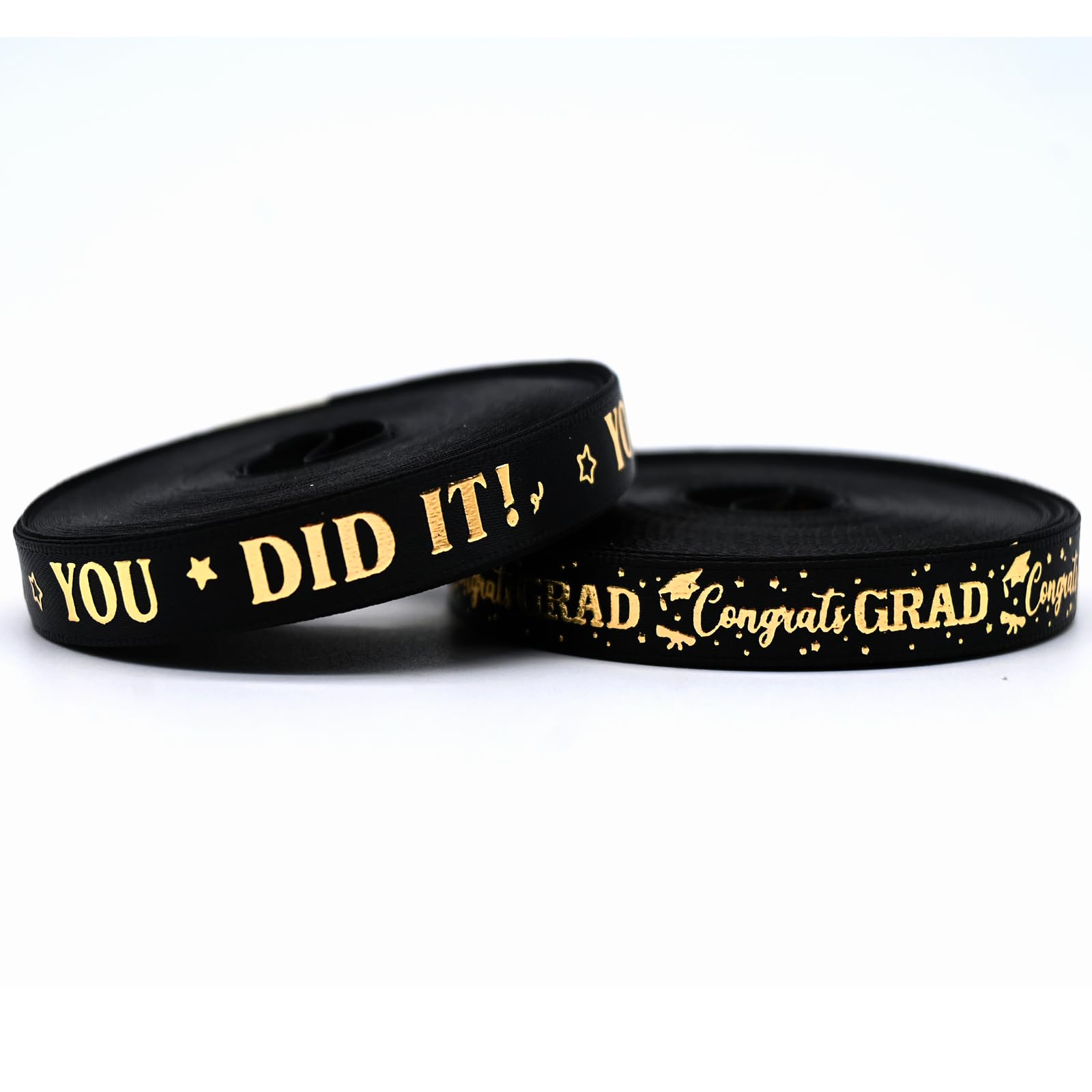 Photo 1 of 2 Roll Class of 2025 Graduation Ribbon 1 Inch or 3/8 inch Width for Graduation Classroom Party Supplies DIY Crafts (Black, 3/8 Inch)