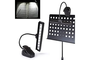 iKenta Battery Operated Music Stand Light 9 LED Super Bright Gooseneck Orchestra Piano Light Reading Lamp Clip On Lights for 