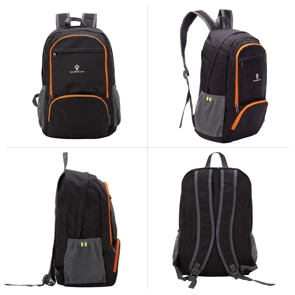 Lightweight Packable Backpack Water Resistant Hiking Daypack 25L - Foldable Camping Outdoor Bag(Black)