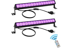 uwiner 48W LED Black Light Bar Blacklight Bars with Plug and Switch Light Up 22x22ft Area for Glow Party Halloween Parties Bedroom Decorations Stage Lighting -2pack Carrying a Remote Control
