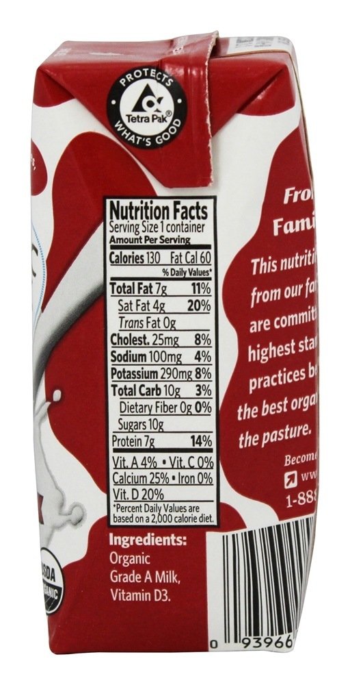 Organic Valley Single Serve Aseptic Milk Whole Case of 126.75oz