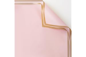 ARIFLOR 20Sheets Golden Edge Waterproof Flower Bouquet Paper - 20408 Plastic Fresh Floral Wrapping Paper, Christmas Gift Packaging, Gift Packaging, DIY Crafts, Florist Bouquet Supplies