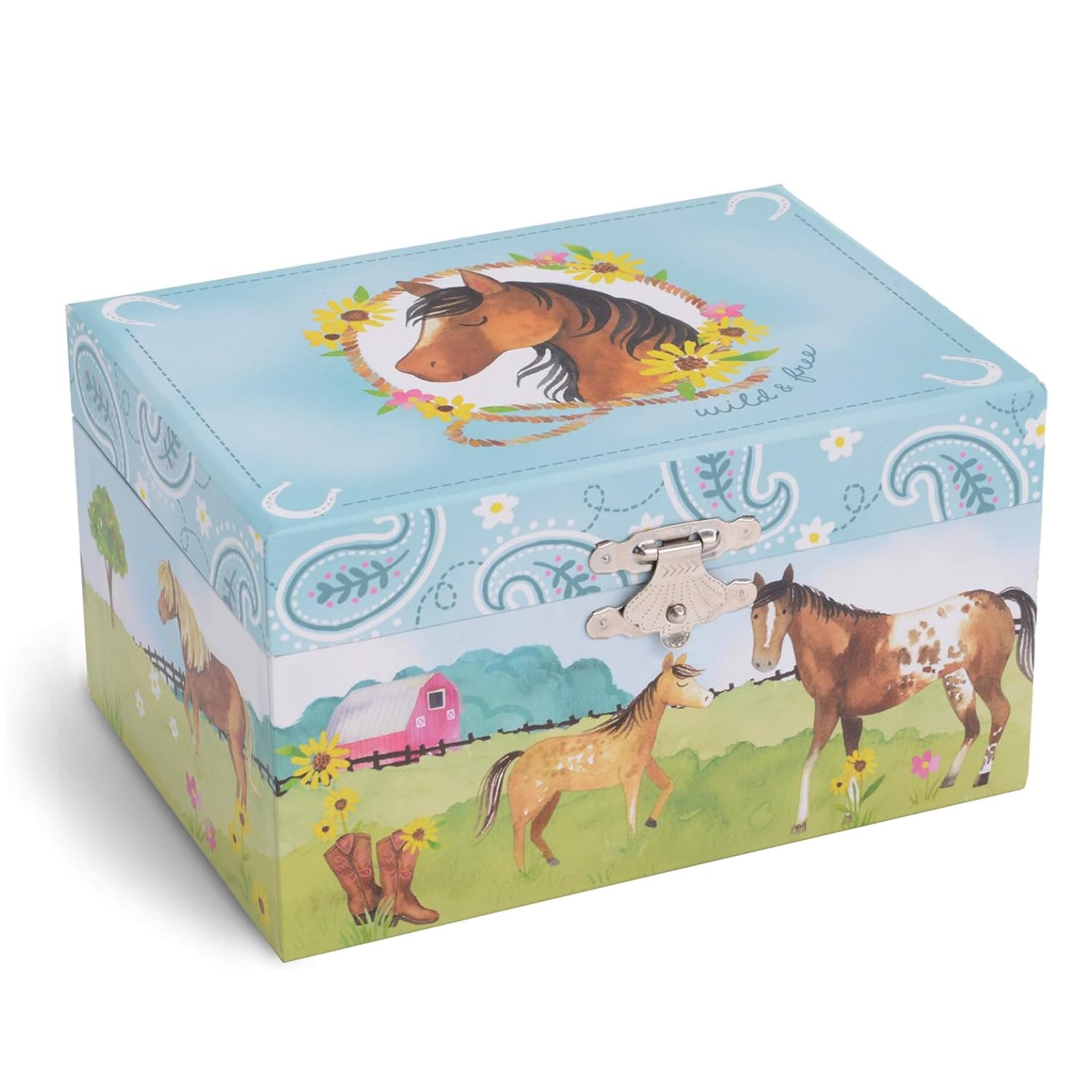 Jewelkeeper Musical Jewellery Box with Spinning Horse, Plays Home on the Range Tune - Delightful Spinning Horse Jewellery Box for Girls’ Accessories - Ideal Pony Gift Box for Kids