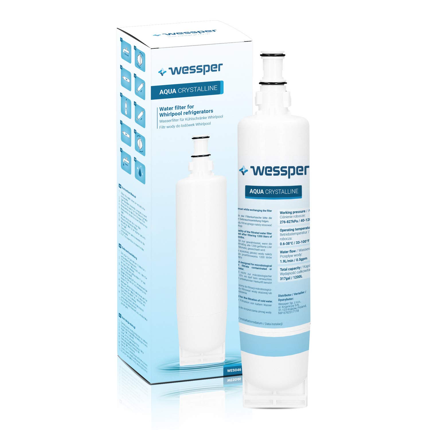 Wessper® Reemplazo del Filtro del Refrigerador para Whirlpool ...