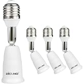 DiCUNO E26 to E26 Socket Extender 3.74 in Extension, 180&deg; Bendable, 4-Pack | Light Socket Extender, E26 Standard Screw Base, 165℃ Heat-Resistant, Maximum Wattage 200W, Socket Base Extension Adapter